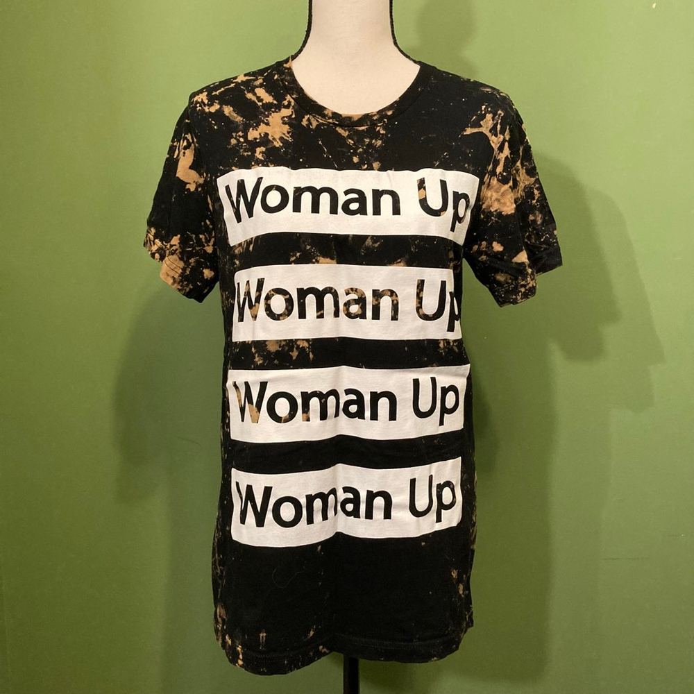 Women's Stuzo Clothing Woman Up Bleached Short Sleeve Tee M Black Tan